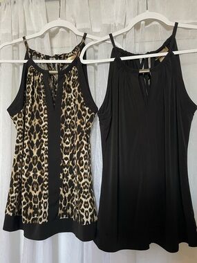 Bundle of 2 Blouses. 1 Leopard Print & 1 Black Sleeveless Tops.